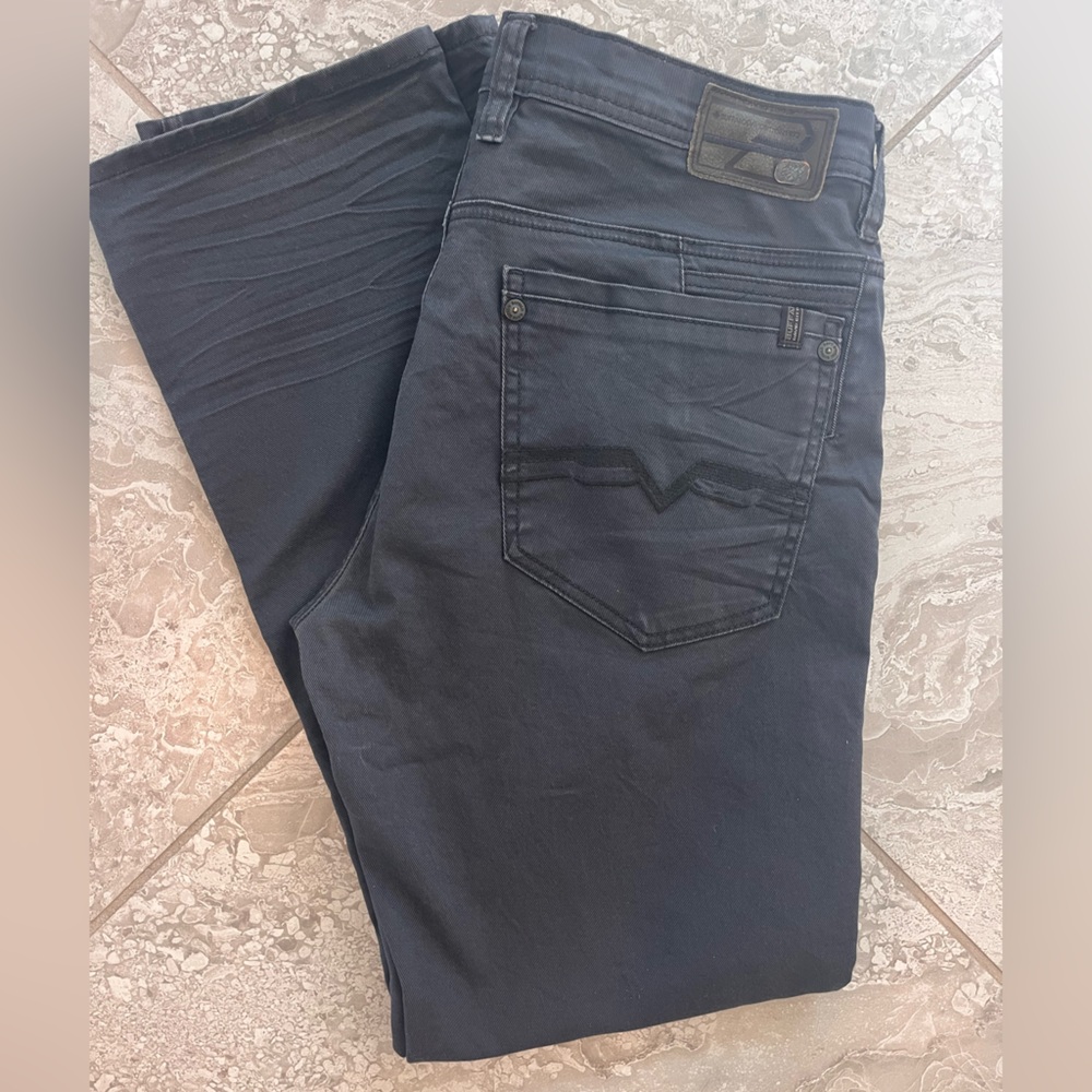 Buffalo David Bitton Men's Six-X Straight Stretch Gray Jeans, Size 34 x 33